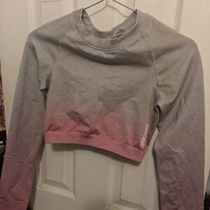 Gymshark Women's Ombre Gray and Pink Crop Top